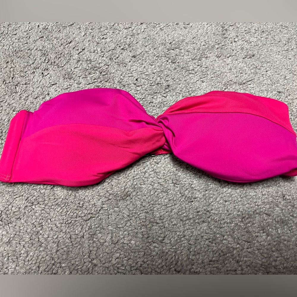 Hollister Two-Tone Hot Pink Bandeau Swim Top